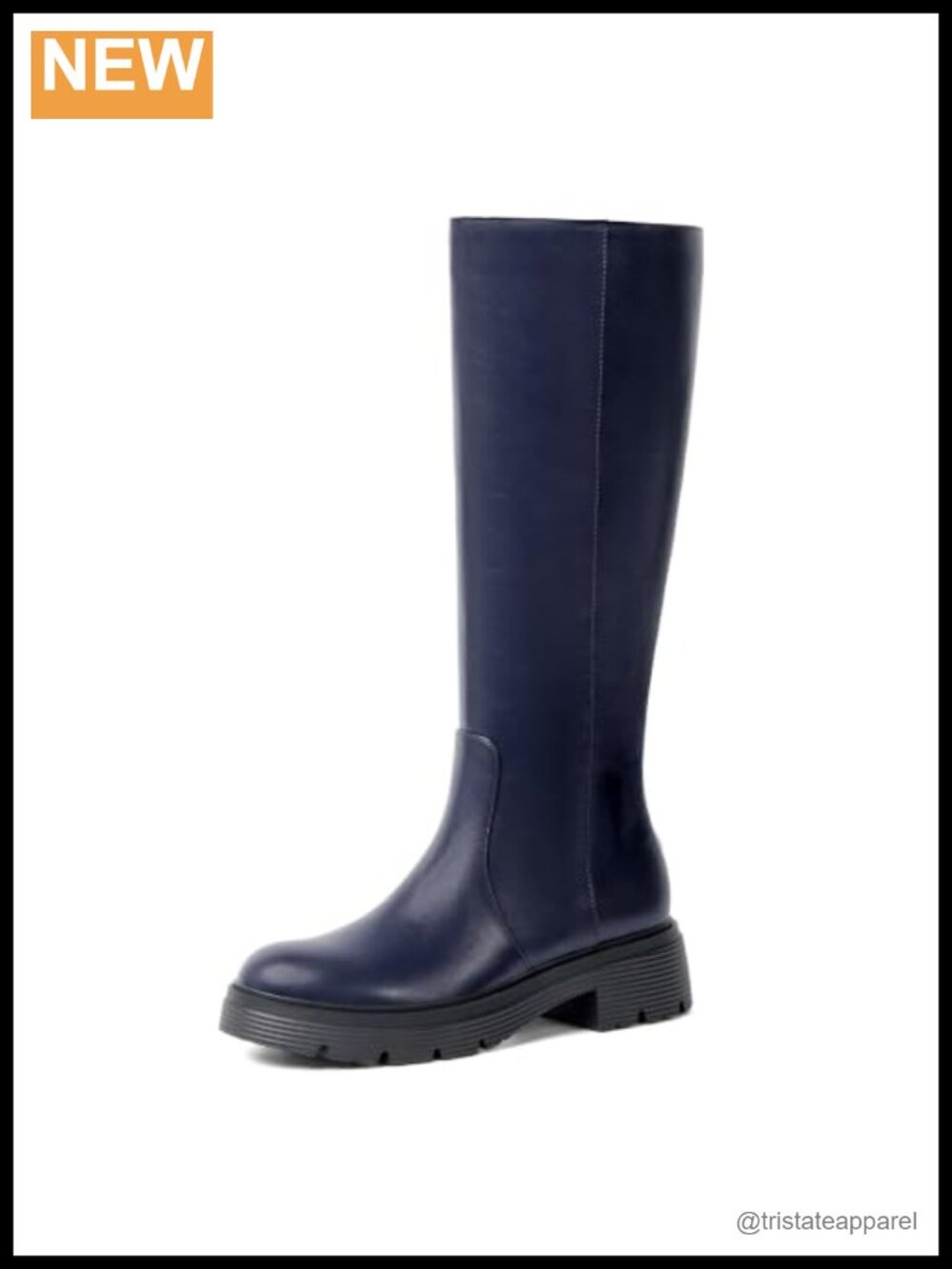 Faux Leather Knee High Platform Chunky Heel Boots Round Toe Zip